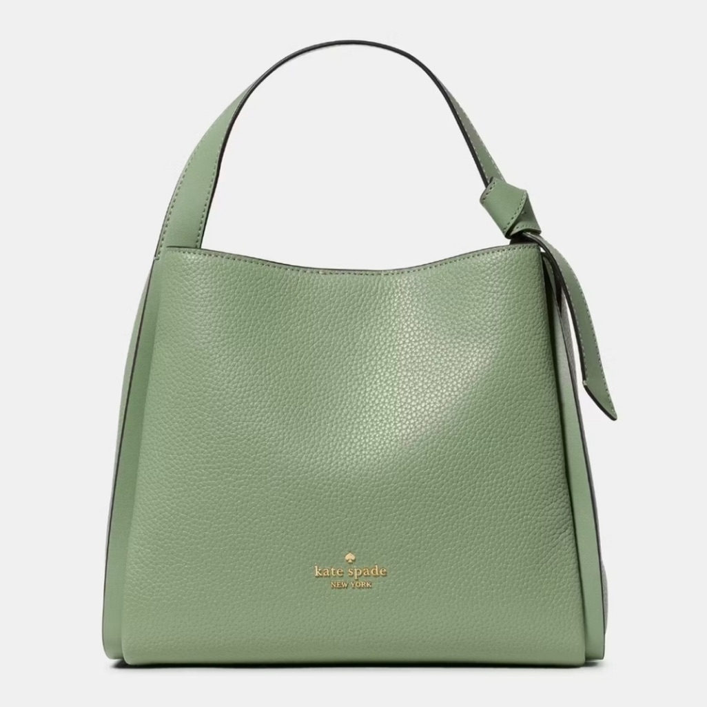 Kate Spade Knott Medium Pebbled Leather Carryall Bag, Balsam Green New Nwt
